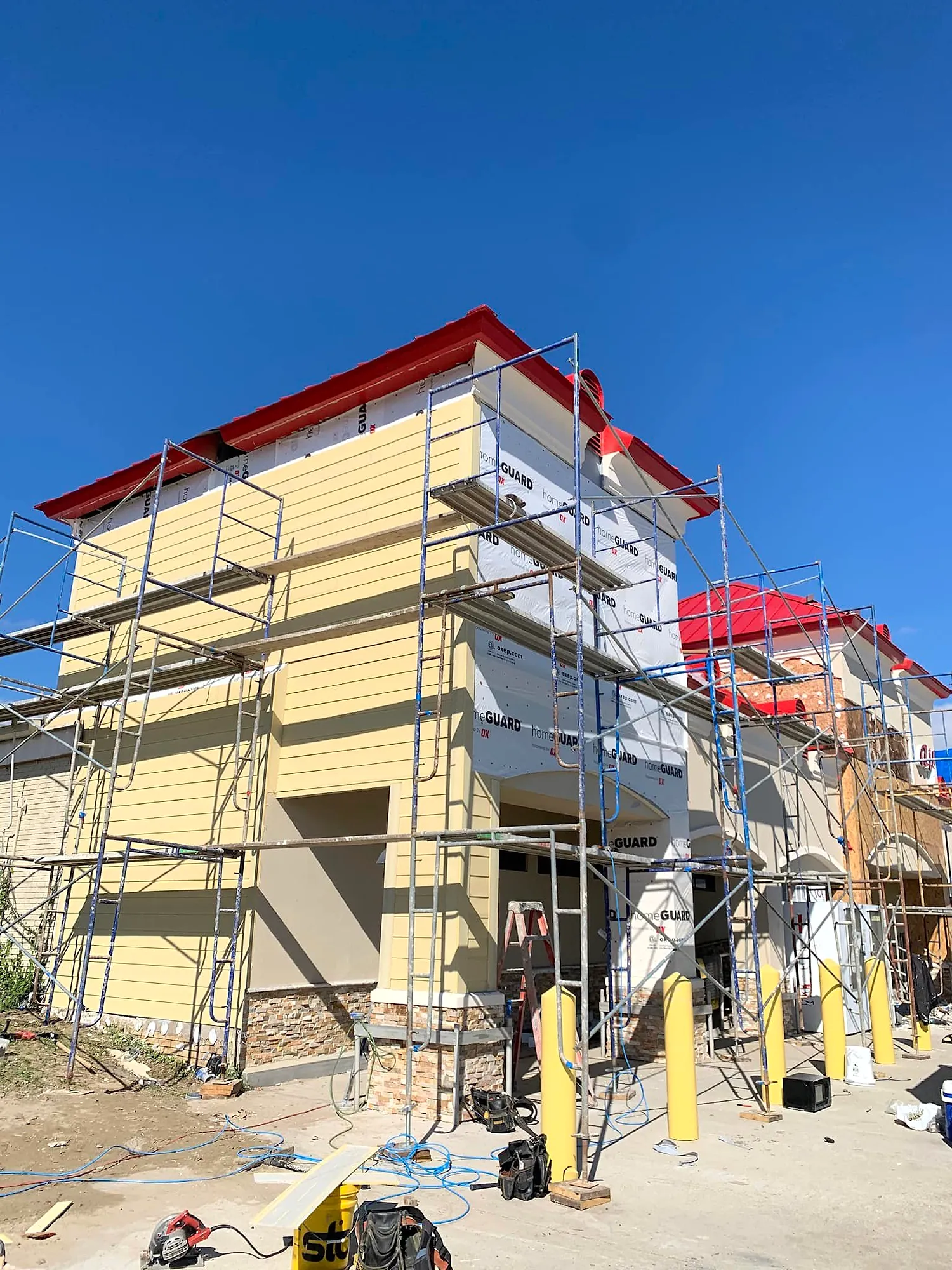 Siding on a multistory building
