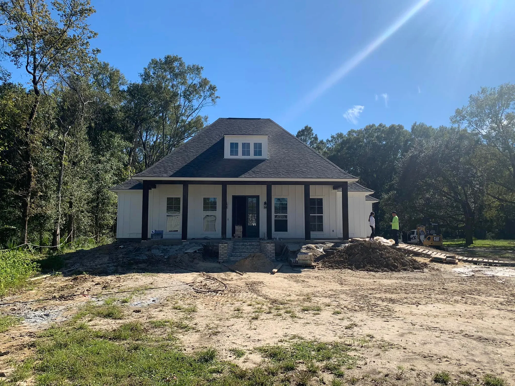 New house on a graded lot