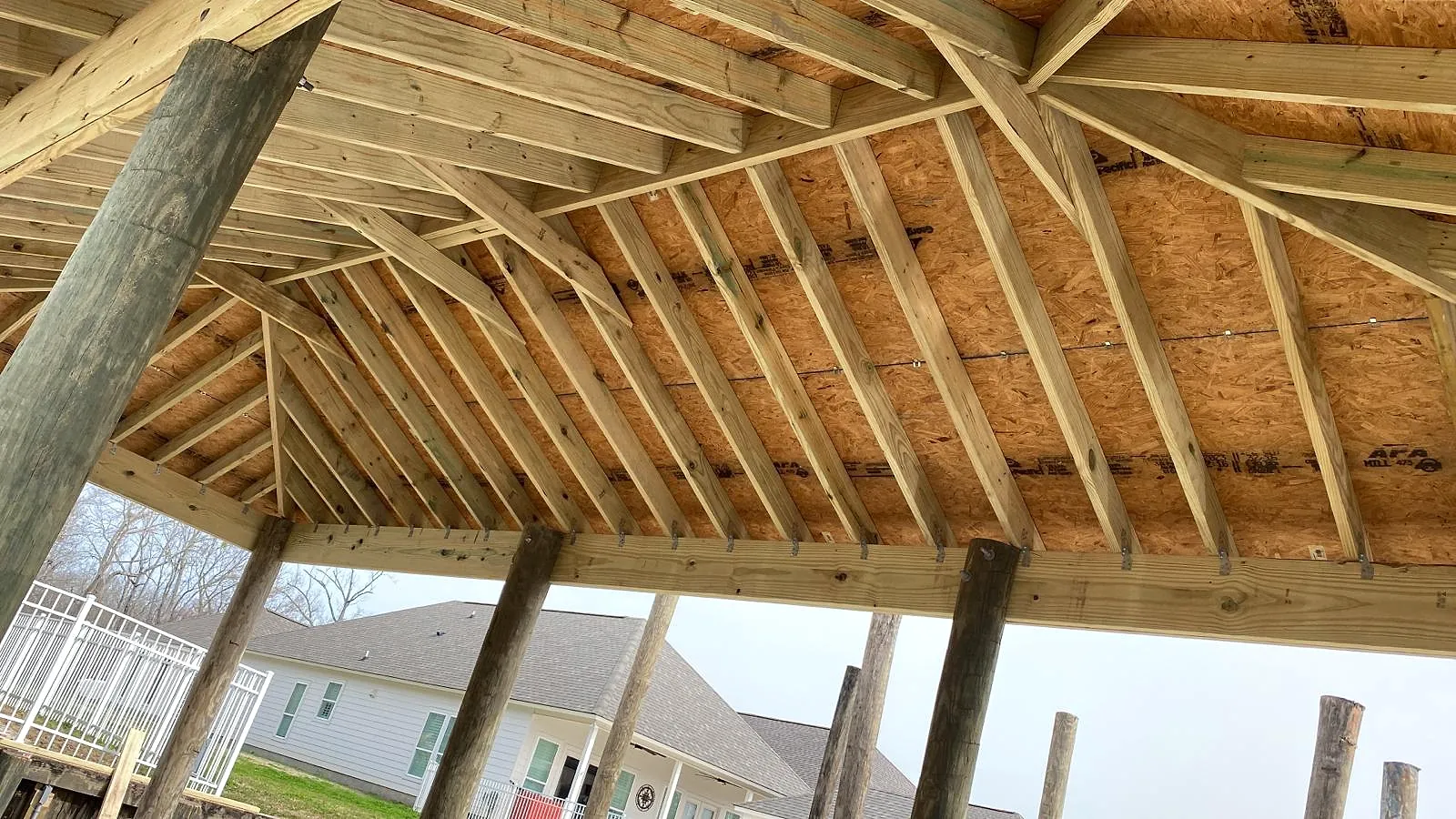 Pavilion roof, framed