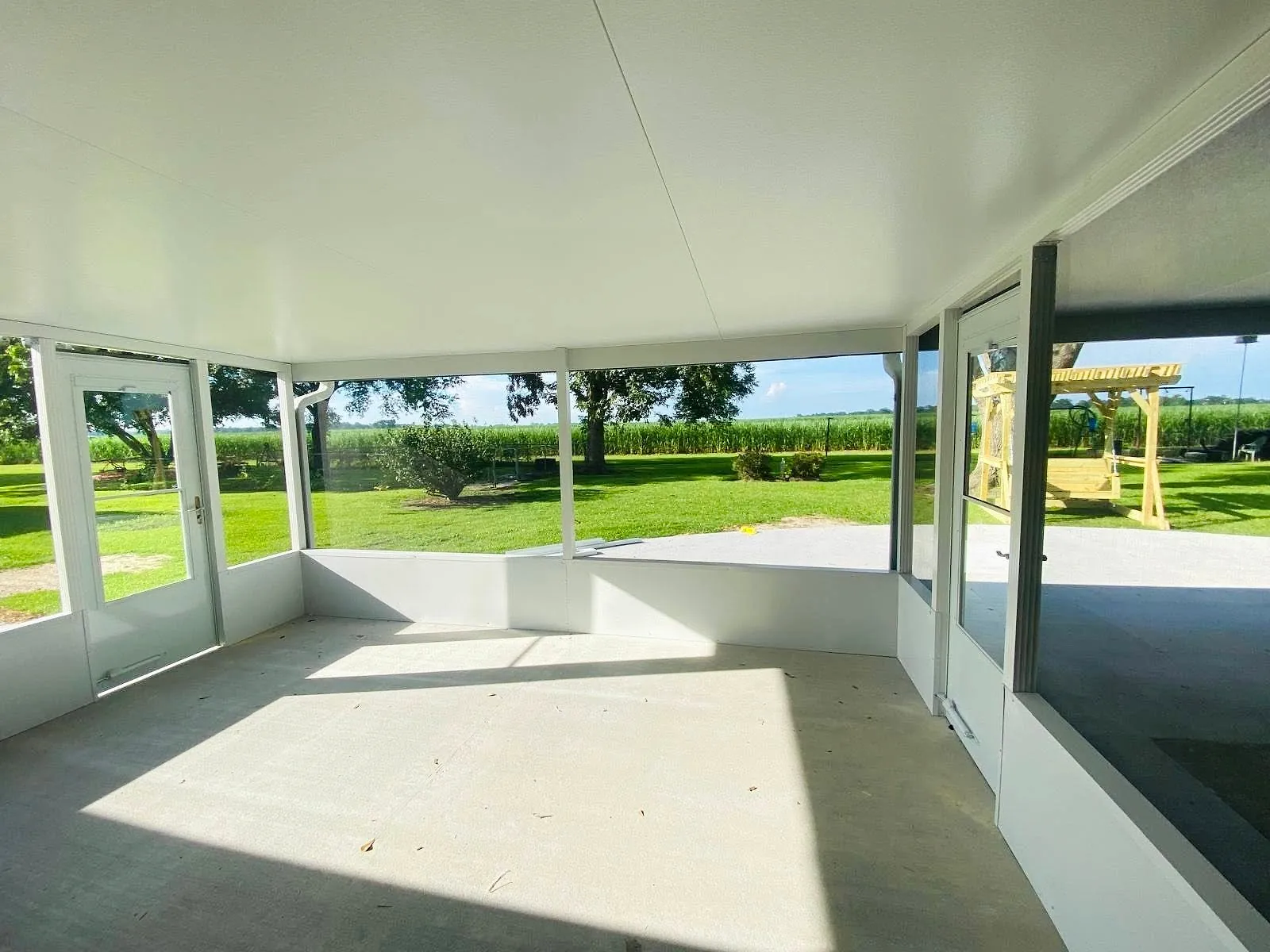 Inside the screened porch